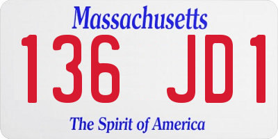 MA license plate 136JD1