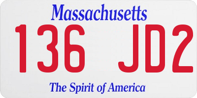 MA license plate 136JD2