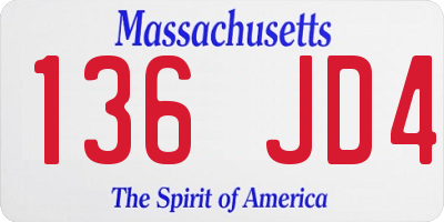 MA license plate 136JD4