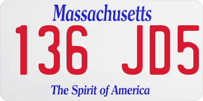 MA license plate 136JD5