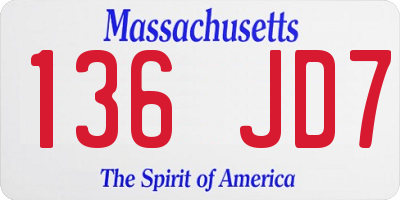 MA license plate 136JD7