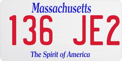 MA license plate 136JE2