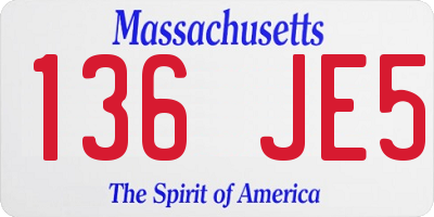 MA license plate 136JE5