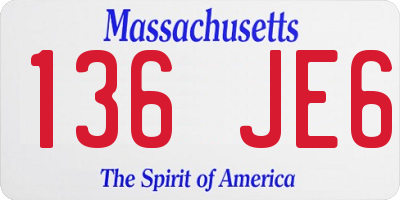 MA license plate 136JE6