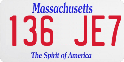 MA license plate 136JE7