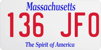 MA license plate 136JF0