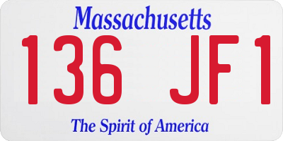 MA license plate 136JF1