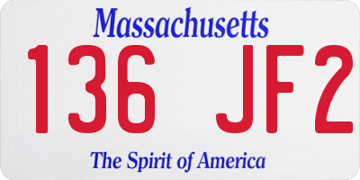 MA license plate 136JF2