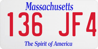 MA license plate 136JF4