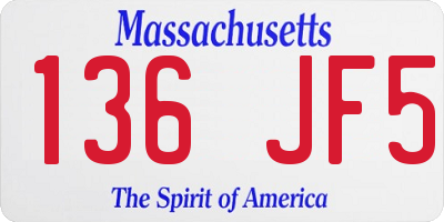MA license plate 136JF5