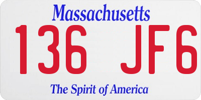 MA license plate 136JF6