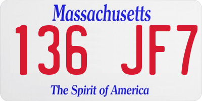 MA license plate 136JF7