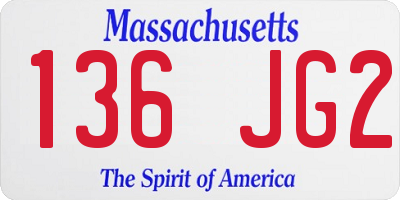 MA license plate 136JG2