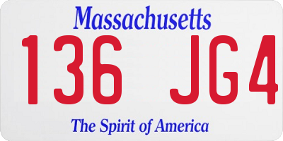 MA license plate 136JG4