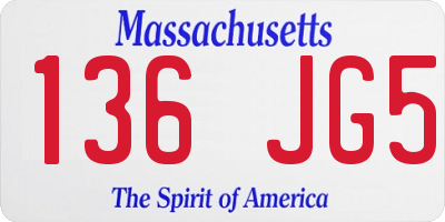 MA license plate 136JG5