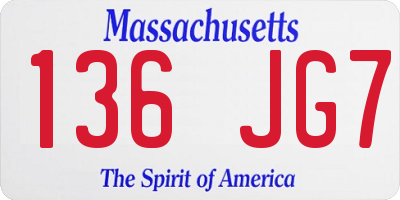 MA license plate 136JG7