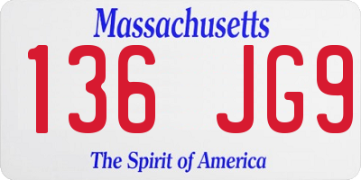 MA license plate 136JG9