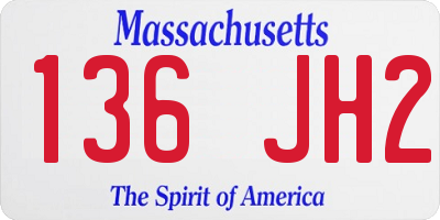 MA license plate 136JH2