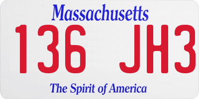 MA license plate 136JH3