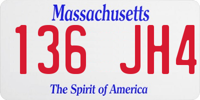 MA license plate 136JH4