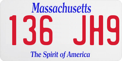 MA license plate 136JH9
