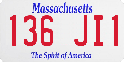 MA license plate 136JI1