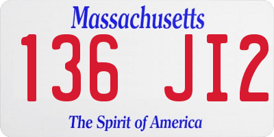 MA license plate 136JI2