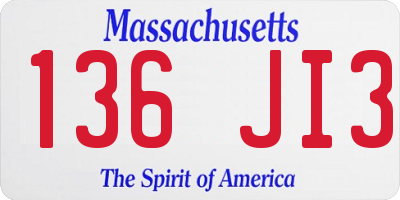 MA license plate 136JI3