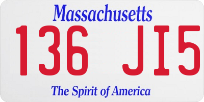 MA license plate 136JI5