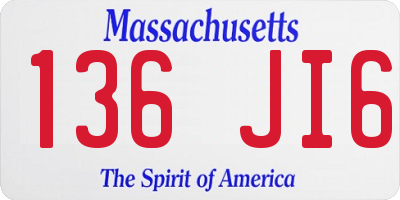 MA license plate 136JI6
