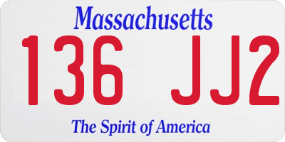 MA license plate 136JJ2