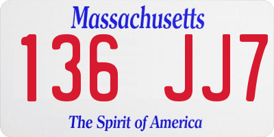 MA license plate 136JJ7