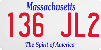 MA license plate 136JL2
