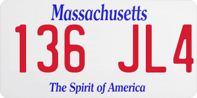 MA license plate 136JL4