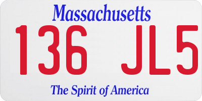 MA license plate 136JL5