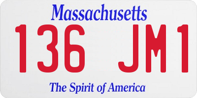 MA license plate 136JM1