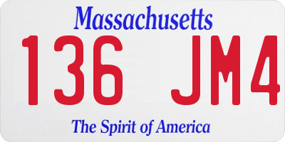 MA license plate 136JM4