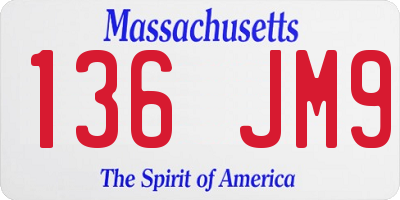 MA license plate 136JM9