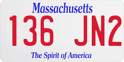 MA license plate 136JN2