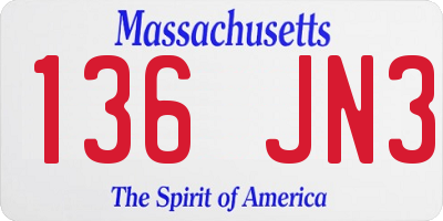 MA license plate 136JN3