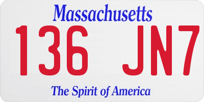 MA license plate 136JN7