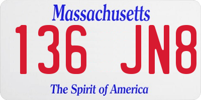 MA license plate 136JN8