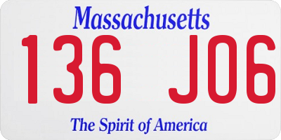 MA license plate 136JO6