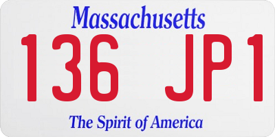 MA license plate 136JP1