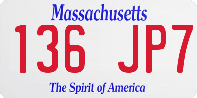 MA license plate 136JP7