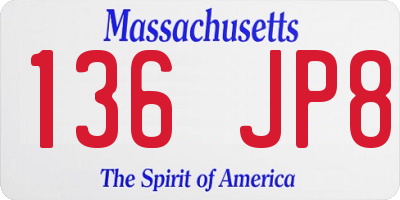 MA license plate 136JP8