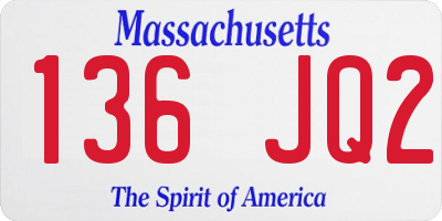 MA license plate 136JQ2