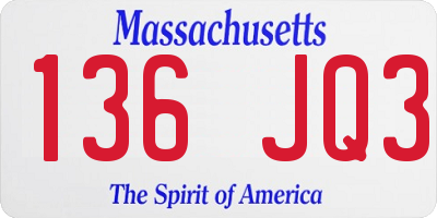 MA license plate 136JQ3