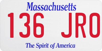 MA license plate 136JR0