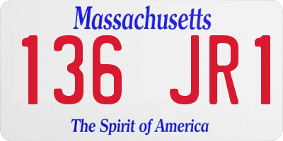 MA license plate 136JR1